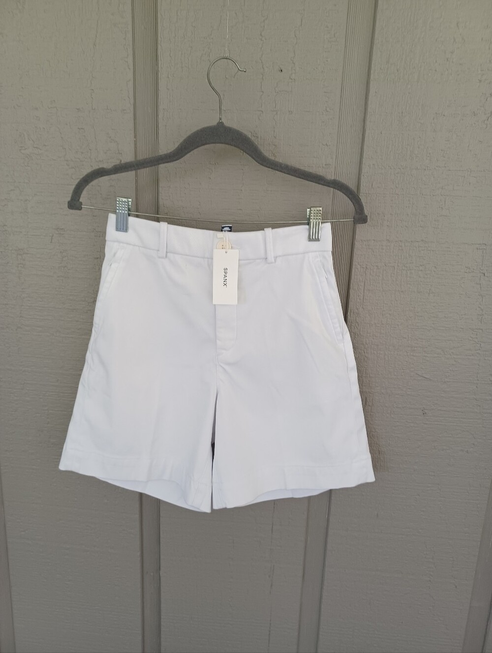 Spanx Stretch Twill 7 Inch Short Size XS Women Classic White High Rise Stretch